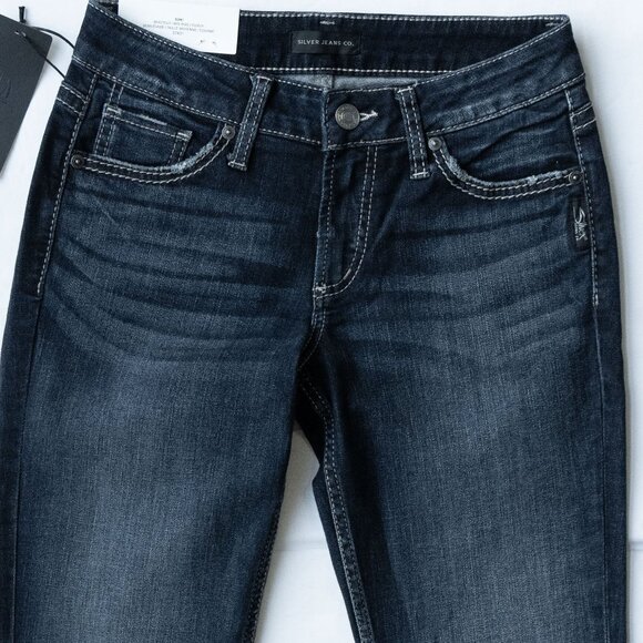 Silver Suki Jeans Flare Western Cowgirl Denim Top Stitch Dark Wash Coastal Pant - Picture 4 of 15